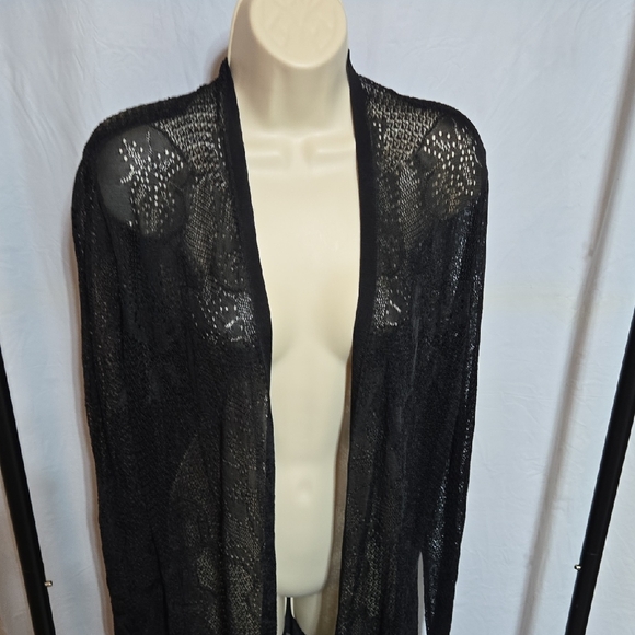 White House Black Market Sweaters - White House Black Market Long Sleeve - Black Sheer Knit Cardigan